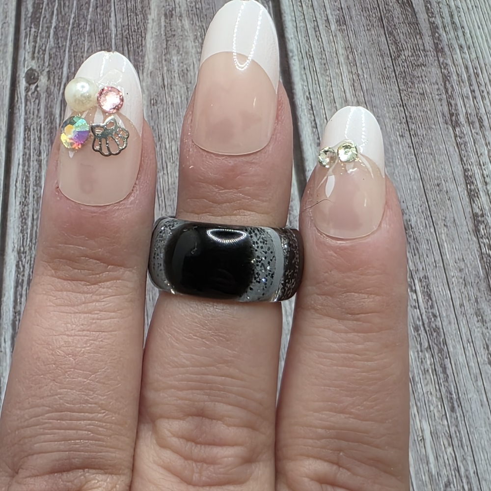 Chic Black and Silver Women's Ring